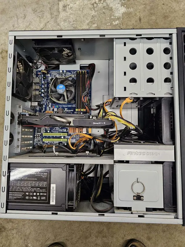Inside a custom PC build during graphics card installation