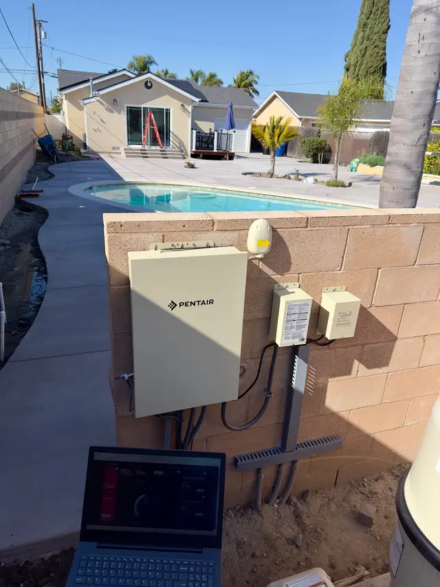 Pentair pool automation control panel installed poolside