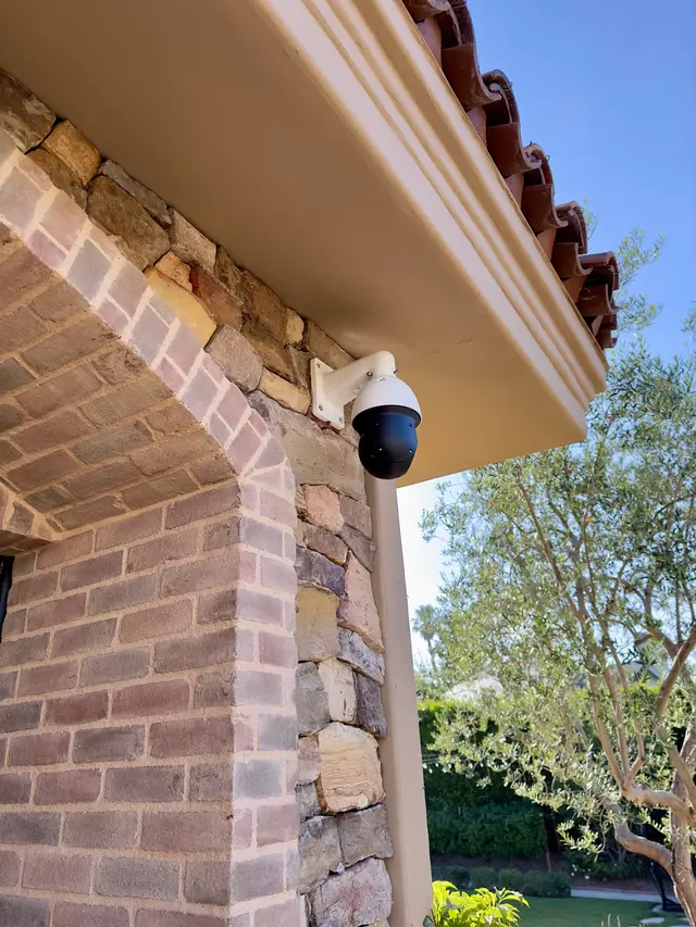 PTZ security camera installed at an Orange County home