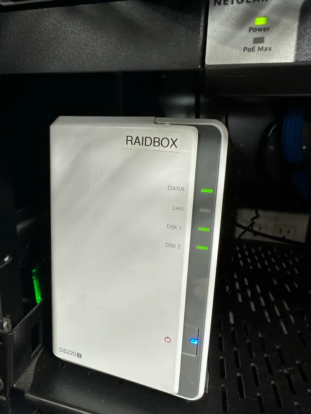 RAID backup storage unit installed for automated on-site backups