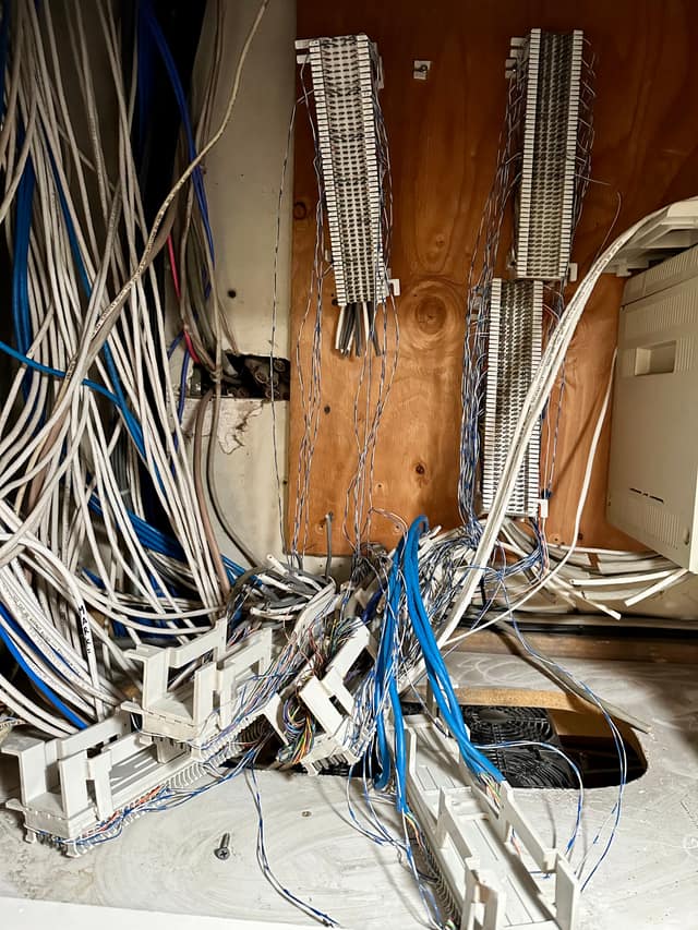Before: messy network wiring